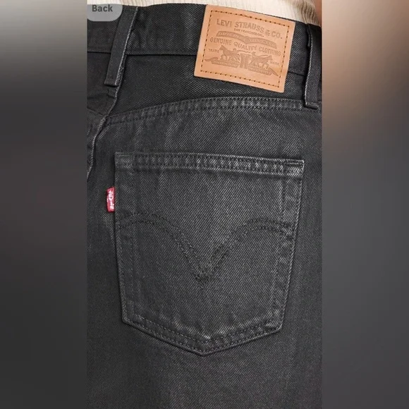 New Levi's Icon Black Leather look Mini Skirt size 25 - Picture 6 of 14